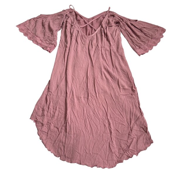 Joyfolie Dela dress in mauve size medium  High-Low Dress With Lace Sleeves new - Picture 2 of 16